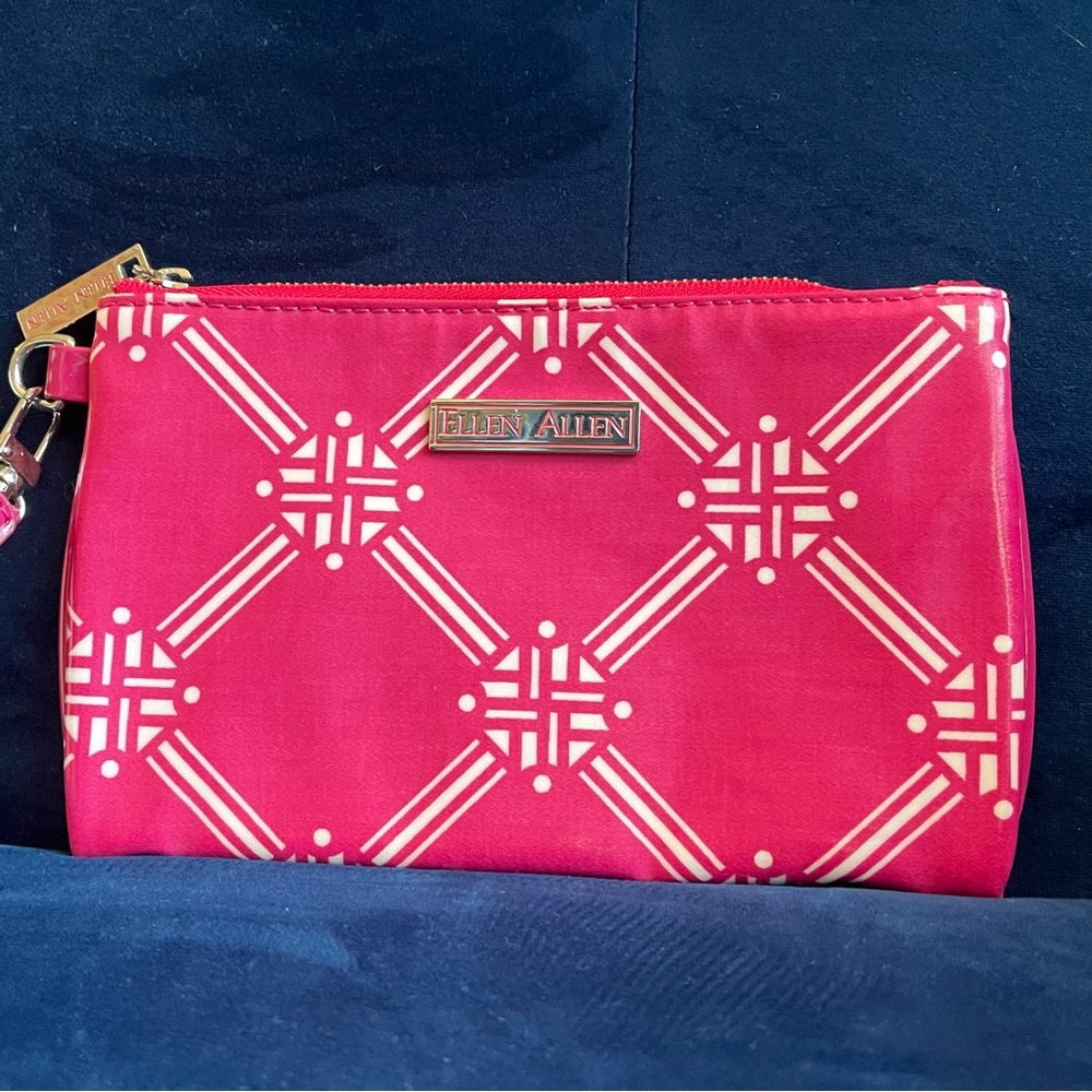 Ellen Allen hot pink and white wristlet, like new